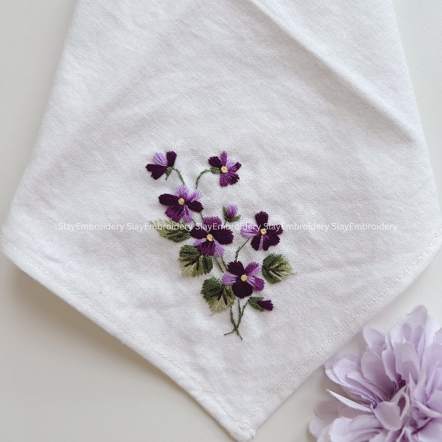 Deep Purple Wedding Handkerchief, Custom Embroidered Handkerchief