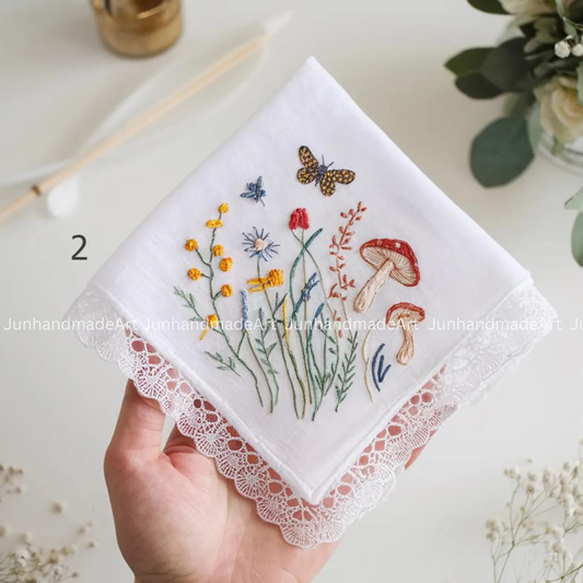 Custom Embroidered Handkerchief, Ladies Embroidery Handkerchief, Linen Handkerchiefs, Custom Women Floral Handkerchiefs
