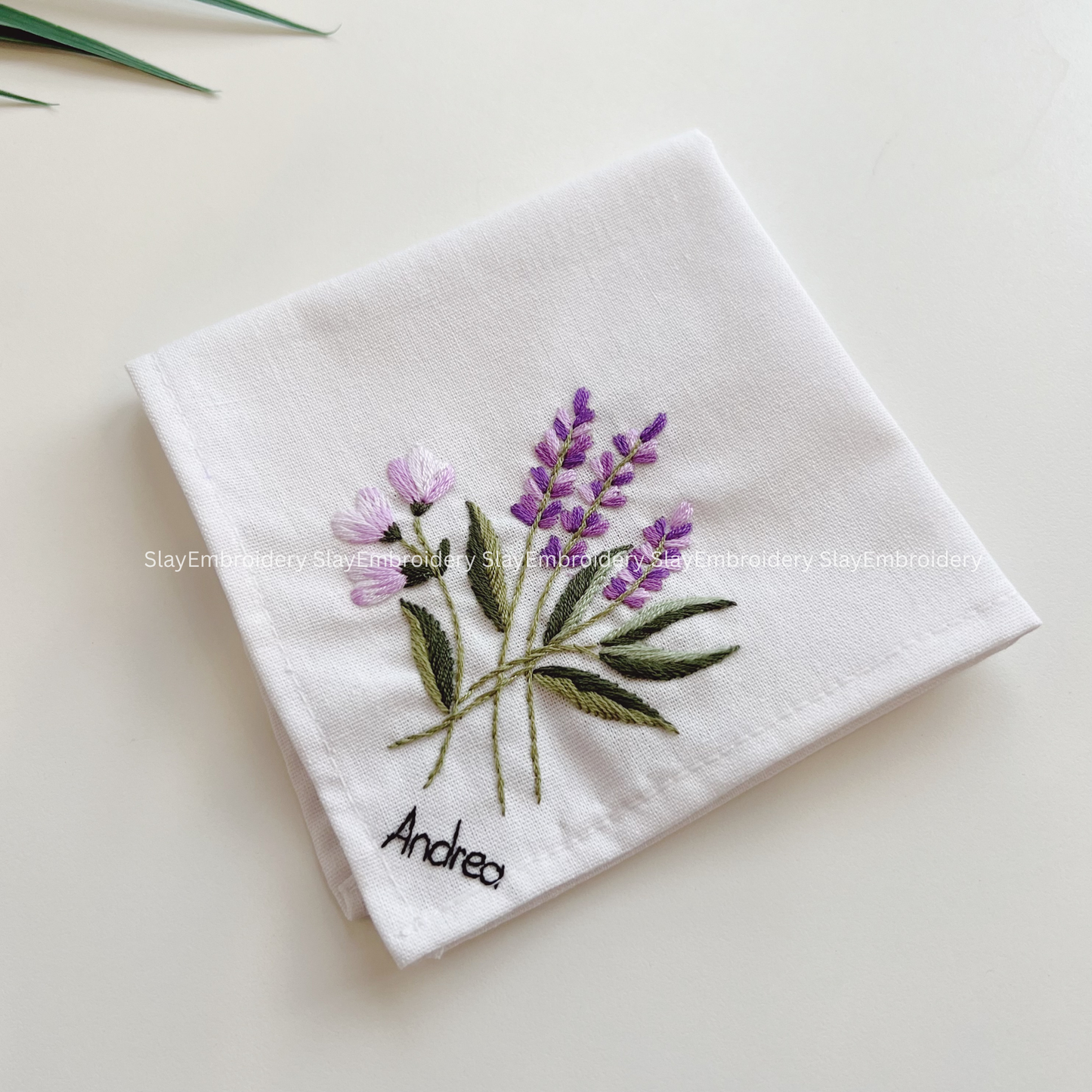 Lavender Lane Wedding Handkerchief, Custom Embroidered Handkerchief