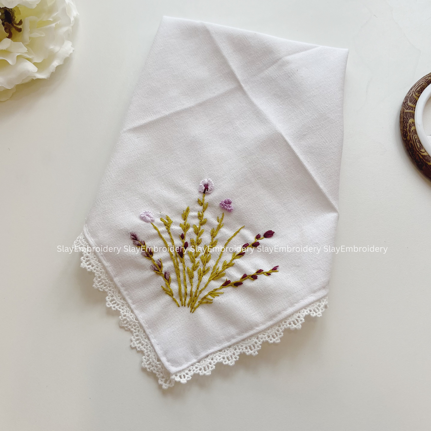 Soft Violet Wedding Handkerchief, Custom Embroidered Handkerchief, Linen Handkerchiefs