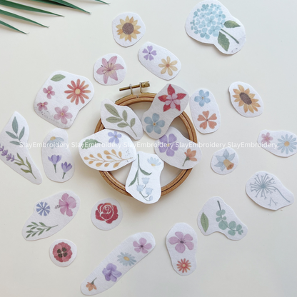 Small Flower Embroidery Pattern For Beginner Easy To Use Stick and Stitch