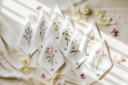 Custom Embroidered Handkerchief, Ladies Embroidery Handkerchief, Linen Handkerchiefs, Custom Women Floral Handkerchiefs