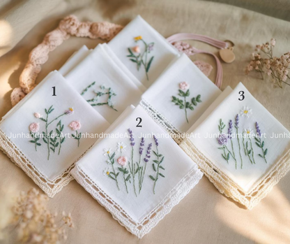 Custom Embroidered Handkerchief, Ladies Embroidery Handkerchief, Linen Handkerchiefs, Custom Women Floral Handkerchiefs
