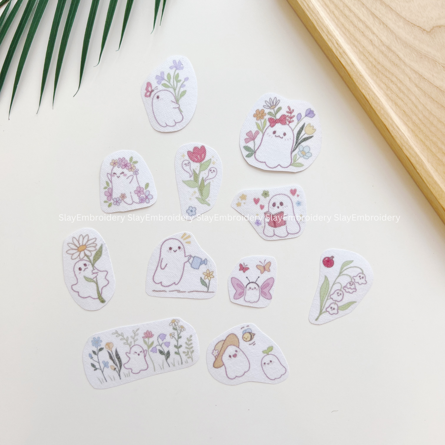Cute Spring Ghost Embroidery Pattern For Beginner Easy To Use Stick and Stitch