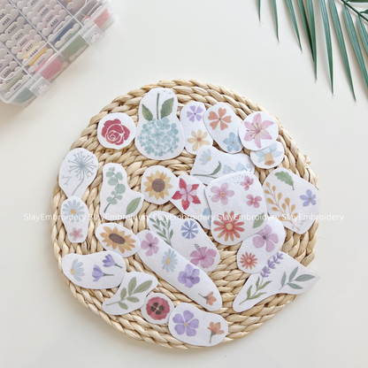 Small Flower Embroidery Pattern For Beginner Easy To Use Stick and Stitch