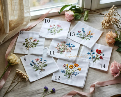 Custom Embroidered Handkerchief, Ladies Embroidery Handkerchief, Linen Handkerchiefs, Custom Women Floral Handkerchiefs