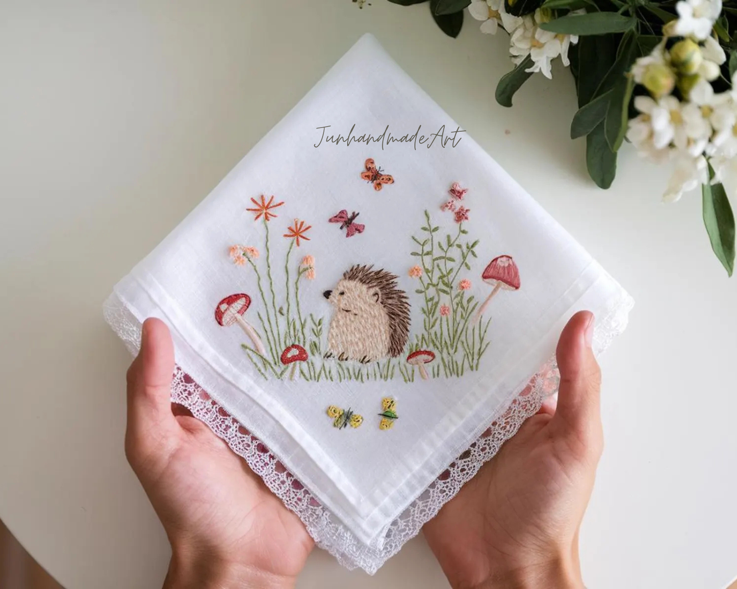 Custom Embroidered Handkerchief, Ladies Embroidery Handkerchief, Linen Handkerchiefs, Custom Women Floral Handkerchiefs