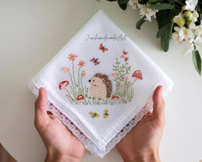 Custom Embroidered Handkerchief, Ladies Embroidery Handkerchief, Linen Handkerchiefs, Custom Women Floral Handkerchiefs