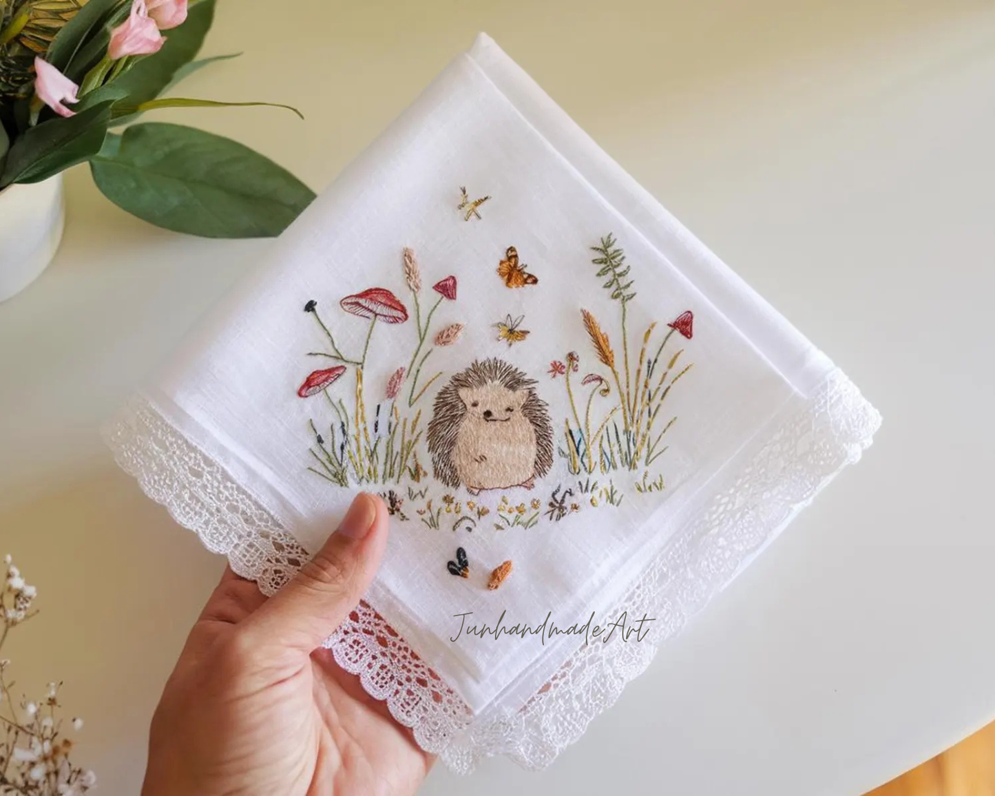 Custom Embroidered Handkerchief, Ladies Embroidery Handkerchief, Linen Handkerchiefs, Custom Women Floral Handkerchiefs