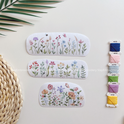 Floral Meadow Embroidery Pattern For Beginner Easy To Use Stick and Stitch
