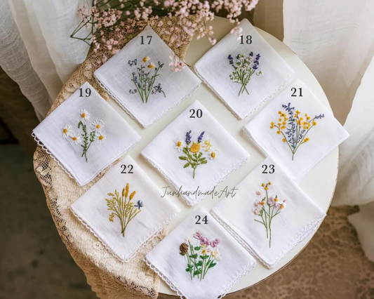 Custom Embroidered Wedding Handkerchief, Ladies Embroidery Handkerchief, Linen Handkerchiefs, Personalized Women Floral Handkerchiefs Gift