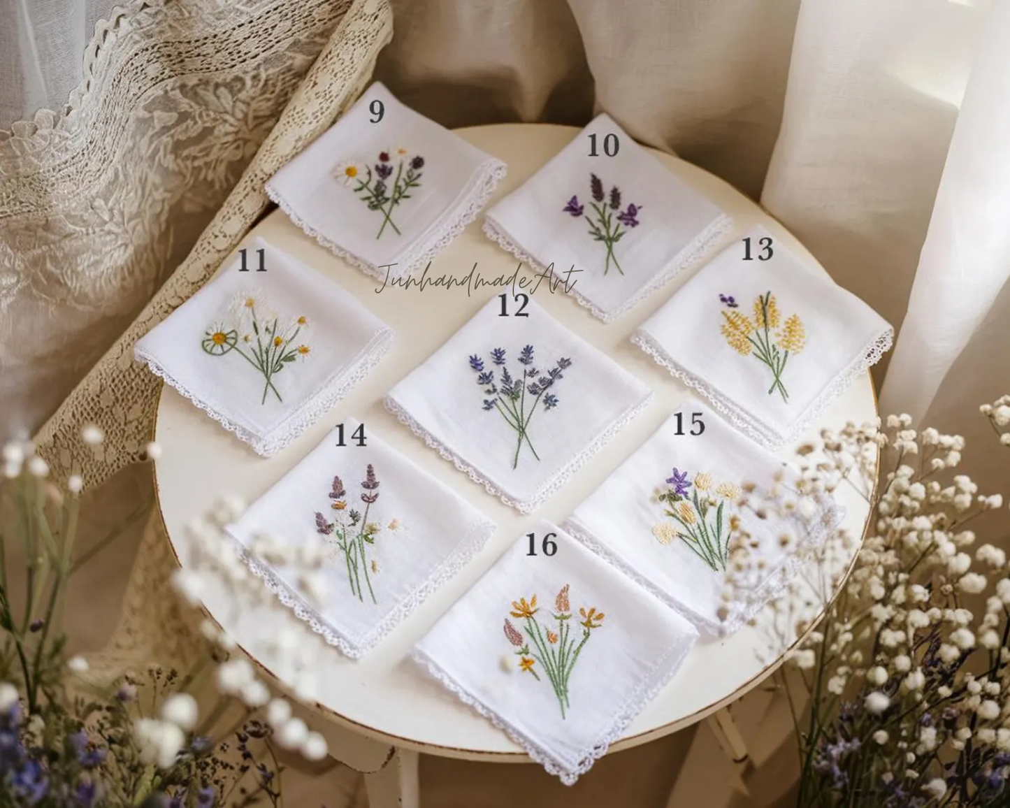 Custom Embroidered Wedding Handkerchief, Ladies Embroidery Handkerchief, Linen Handkerchiefs, Personalized Women Floral Handkerchiefs Gift