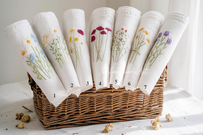 Custom Embroidered Handkerchief, Ladies Embroidery Handkerchief, Linen Handkerchiefs, Custom Women Floral Handkerchiefs