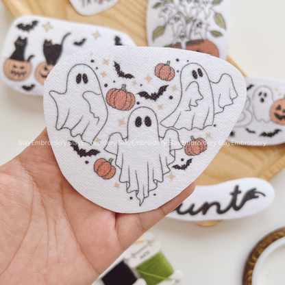 Spooky Halloween Embroidery Pattern For Beginner Easy To Use Stick and Stitch