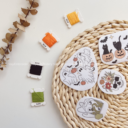 Spooky Halloween Embroidery Pattern For Beginner Easy To Use Stick and Stitch
