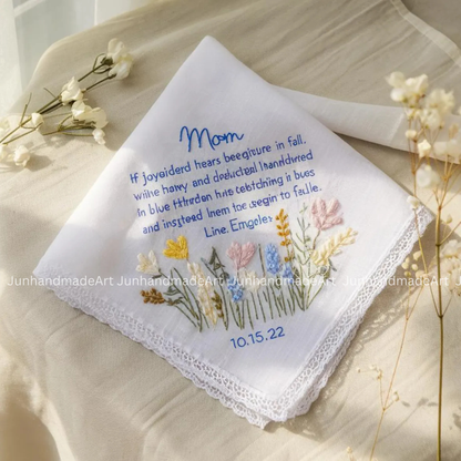 Personalized Wedding Handkerchief for Bride – Custom Embroidered Linen Hankie with Name, Date, or Quote – Bride Gift, Handmade Wedding Gift
