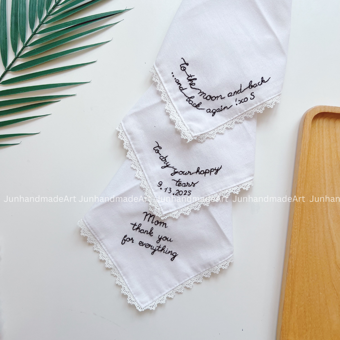 Loving Messages Handkerchief, Custom Embroidered Handkerchief, Linen Handkerchiefs