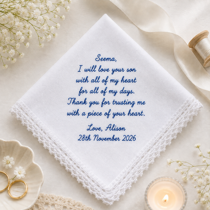 Personalized Wedding Messages Combo 7 Handkerchief, Custom Embroidered Handkerchief