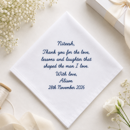Personalized Wedding Messages Combo 7 Handkerchief, Custom Embroidered Handkerchief