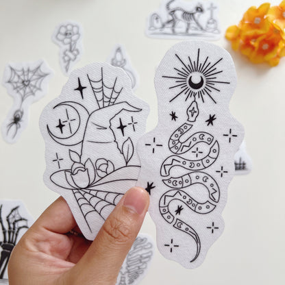 Halloween Icons Celestial Theme Beginner Easy To Use Stick and Stitch Embroidery Patterns for Beginners