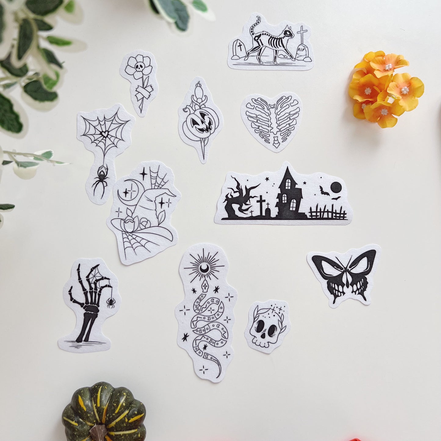 Halloween Icons Celestial Theme Beginner Easy To Use Stick and Stitch Embroidery Patterns for Beginners