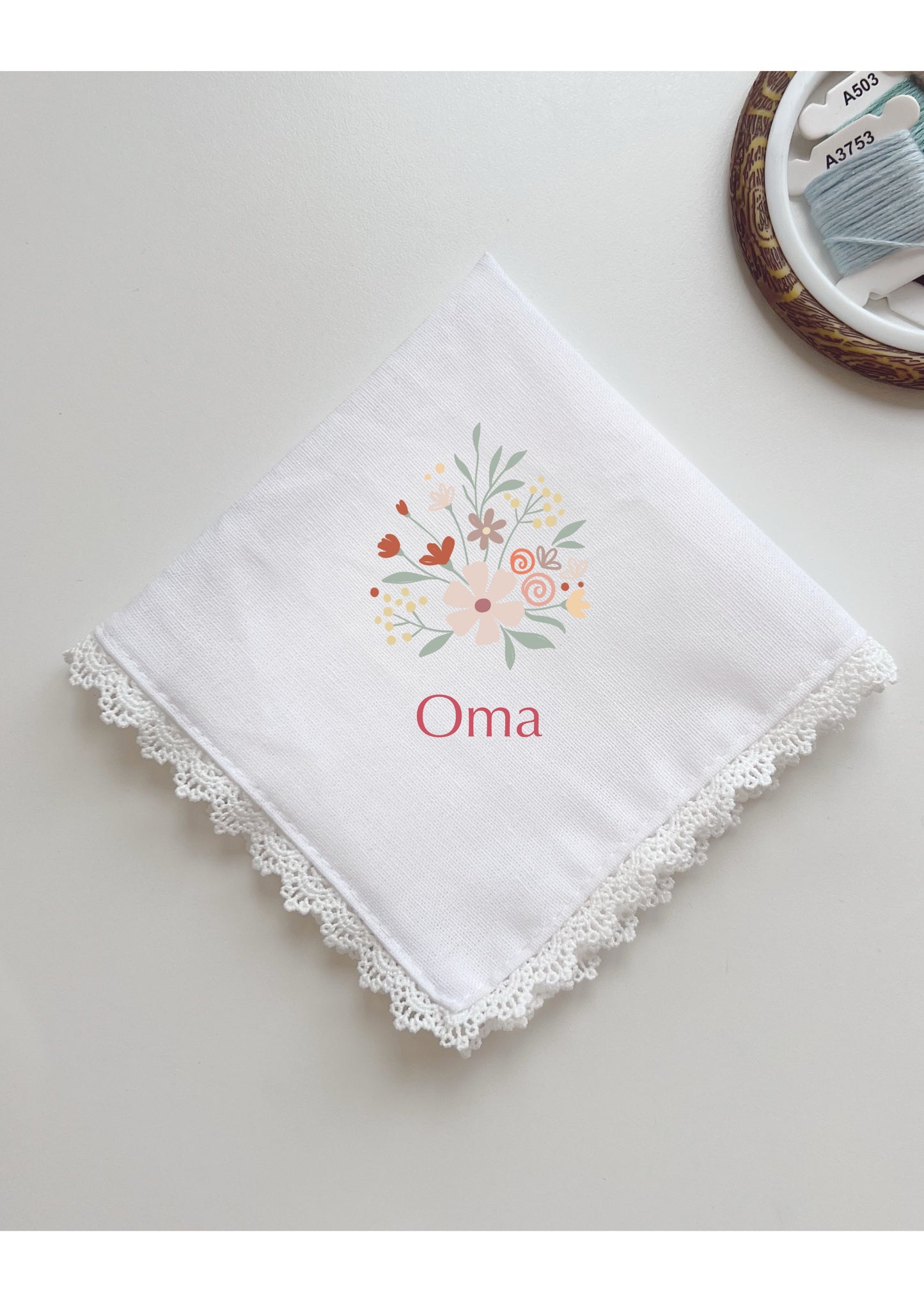 Custom Matching Dusty Rose Flowers Handkerchief, Embroidered Handkerchief, Linen Hadkerchiefs