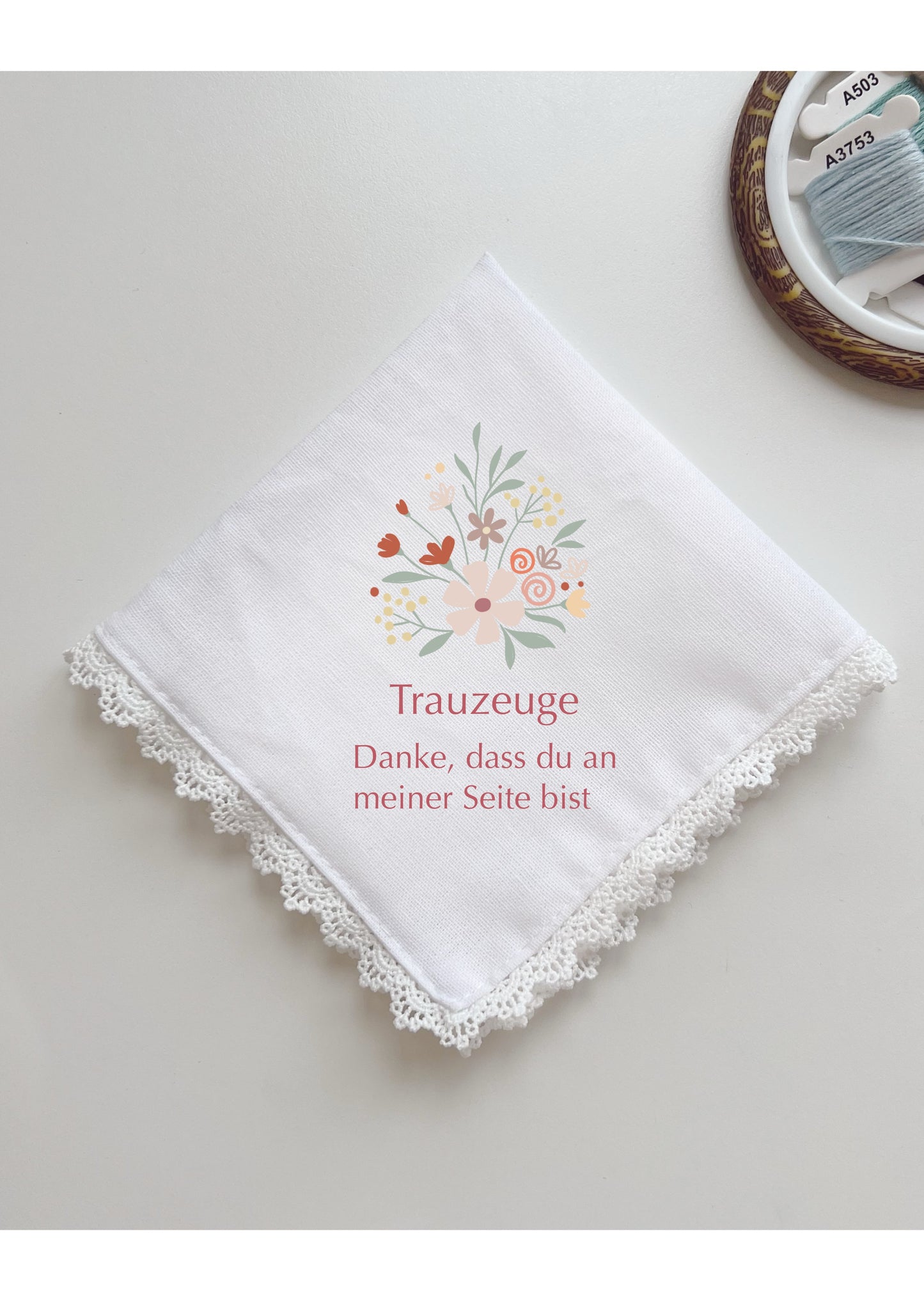 Custom Matching Dusty Rose Flowers Handkerchief, Embroidered Handkerchief, Linen Hadkerchiefs