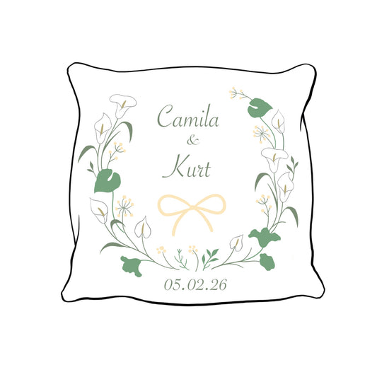 Custom Cala Lilies Bearer Pillow Linen Wedding Cushion Hand Embroidery Ring Holder Floral Ring Pillow Wedding Gift (Copy)