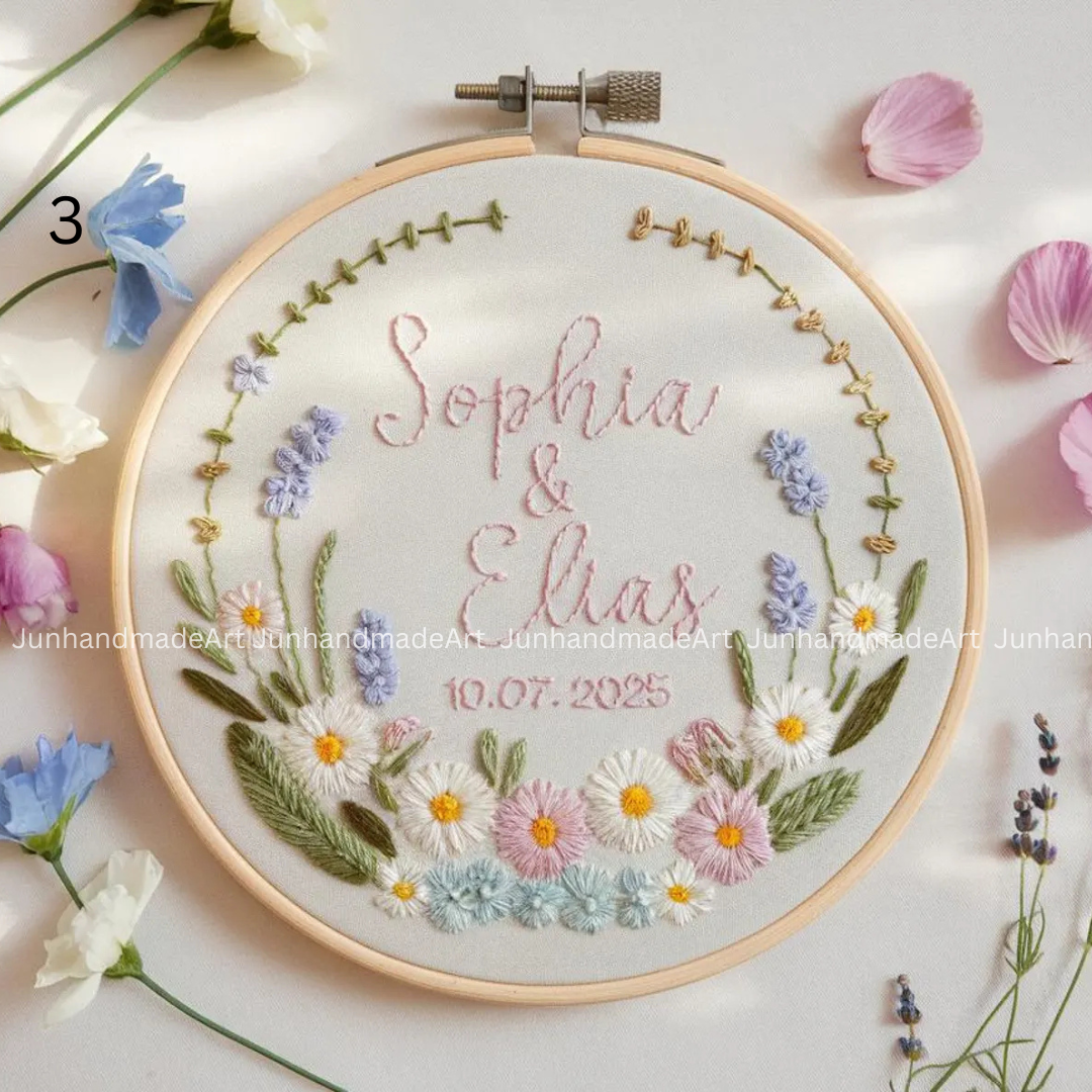 Pastel Garden Wedding Hoop Custom Floral Wedding Hoops Wedding Gift