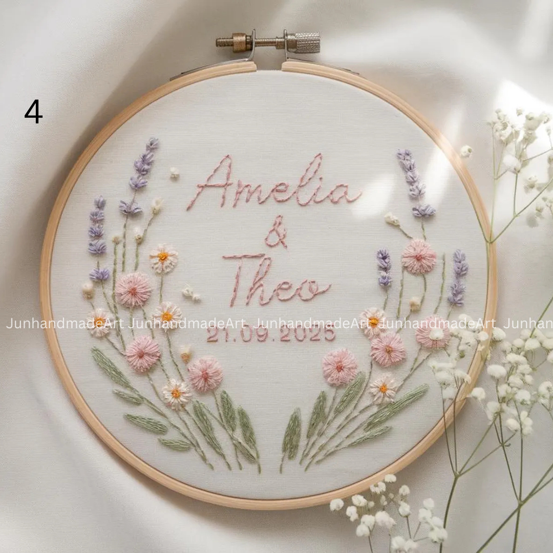 Pastel Garden Wedding Hoop Custom Floral Wedding Hoops Wedding Gift