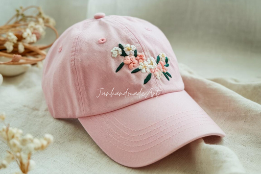Embroidered Flower Hat – Vintage Washed Baseball Cap, Floral Cotton Hat, Soft Aesthetic Gift for Her