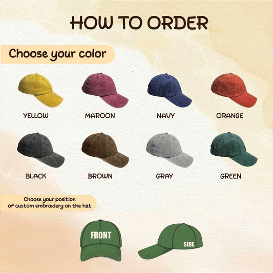 Embroidered Flower Hat – Vintage Washed Baseball Cap, Floral Cotton Hat, Soft Aesthetic Gift for Her