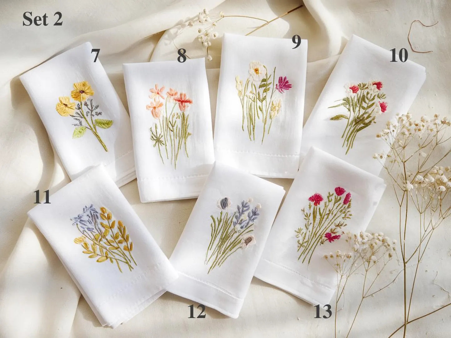Custom Embroidered Wedding Handkerchief, Ladies Embroidery Handkerchief, Linen Handkerchiefs, Personalized Women Floral Handkerchiefs Gift