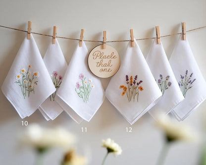 Embroidered Wedding Handkerchief – Custom Floral Hankie for Bride, Bridal Gift, Personalized with Name & Date, Gift for Bride