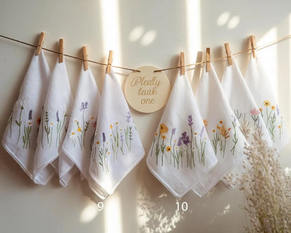 Embroidered Wedding Handkerchief – Custom Floral Hankie for Bride, Bridal Gift, Personalized with Name & Date, Gift for Bride