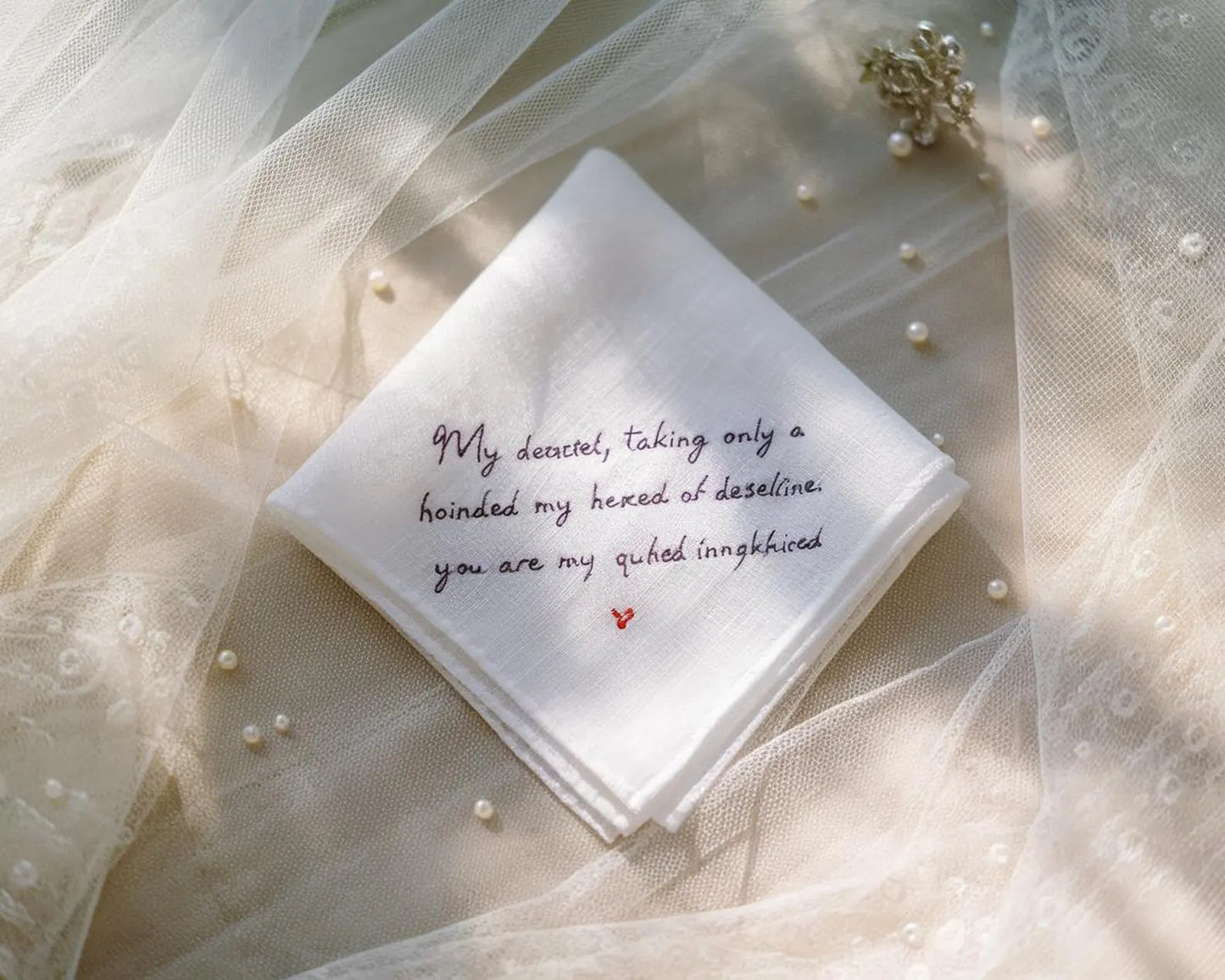 Flash Deal - Text Embroidered Wedding Handkerchief – Custom Floral Hankie for Bride, Bridal Gift, Personalized with Name & Date, Gift for Bride
