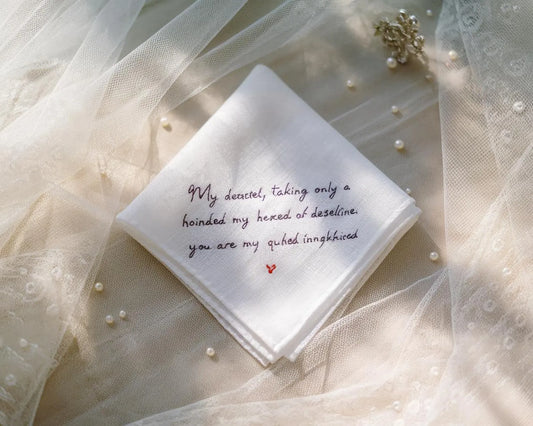 Flash Deal - Text Embroidered Wedding Handkerchief – Custom Floral Hankie for Bride, Bridal Gift, Personalized with Name & Date, Gift for Bride