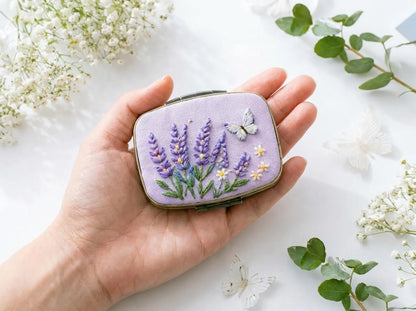 Hand Embroidered Floral Jewelry Box, Personalized Linen Ring Box, Vintage Mini Keepsake Case, Bridesmaid Gift, Wedding Ring Holder
