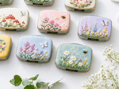 Hand Embroidered Floral Jewelry Box, Personalized Linen Ring Box, Vintage Mini Keepsake Case, Bridesmaid Gift, Wedding Ring Holder