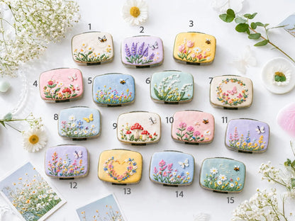 Hand Embroidered Floral Jewelry Box, Personalized Linen Ring Box, Vintage Mini Keepsake Case, Bridesmaid Gift, Wedding Ring Holder