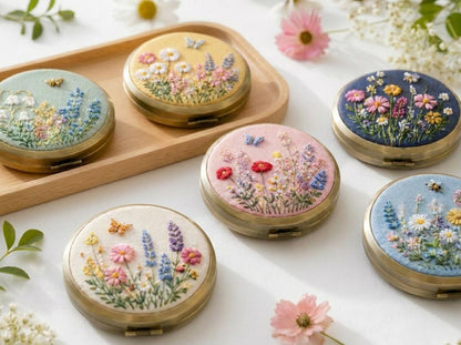 Hand Embroidered Floral Jewelry Box, Personalized Linen Ring Box, Vintage Mini Keepsake Case, Bridesmaid Gift, Wedding Ring Holder