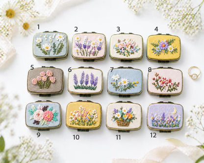 Hand Embroidered Floral Jewelry Box, Personalized Linen Ring Box, Vintage Mini Keepsake Case, Bridesmaid Gift, Wedding Ring Holder