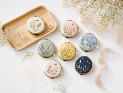 Hand Embroidered Floral Jewelry Box, Personalized Linen Ring Box, Vintage Mini Keepsake Case, Bridesmaid Gift, Wedding Ring Holder