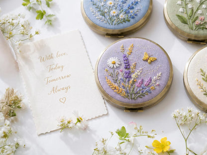 Hand Embroidered Floral Jewelry Box, Personalized Linen Ring Box, Vintage Mini Keepsake Case, Bridesmaid Gift, Wedding Ring Holder