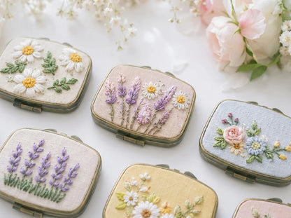 Hand Embroidered Floral Jewelry Box, Personalized Linen Ring Box, Vintage Mini Keepsake Case, Bridesmaid Gift, Wedding Ring Holder