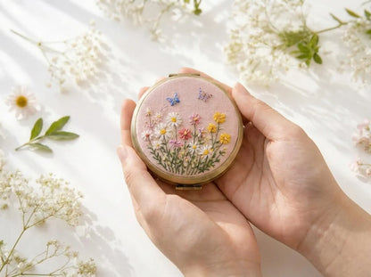 Hand Embroidered Floral Jewelry Box, Personalized Linen Ring Box, Vintage Mini Keepsake Case, Bridesmaid Gift, Wedding Ring Holder