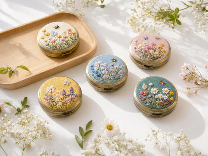 Hand Embroidered Floral Jewelry Box, Personalized Linen Ring Box, Vintage Mini Keepsake Case, Bridesmaid Gift, Wedding Ring Holder