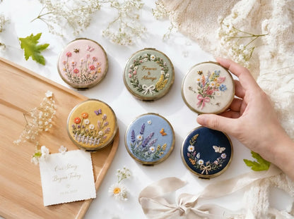 Hand Embroidered Floral Jewelry Box, Personalized Linen Ring Box, Vintage Mini Keepsake Case, Bridesmaid Gift, Wedding Ring Holder