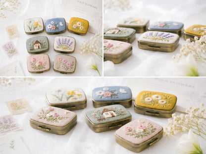 Hand Embroidered Floral Jewelry Box, Personalized Linen Ring Box, Vintage Mini Keepsake Case, Bridesmaid Gift, Wedding Ring Holder