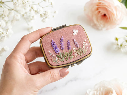 Hand Embroidered Floral Jewelry Box, Personalized Linen Ring Box, Vintage Mini Keepsake Case, Bridesmaid Gift, Wedding Ring Holder